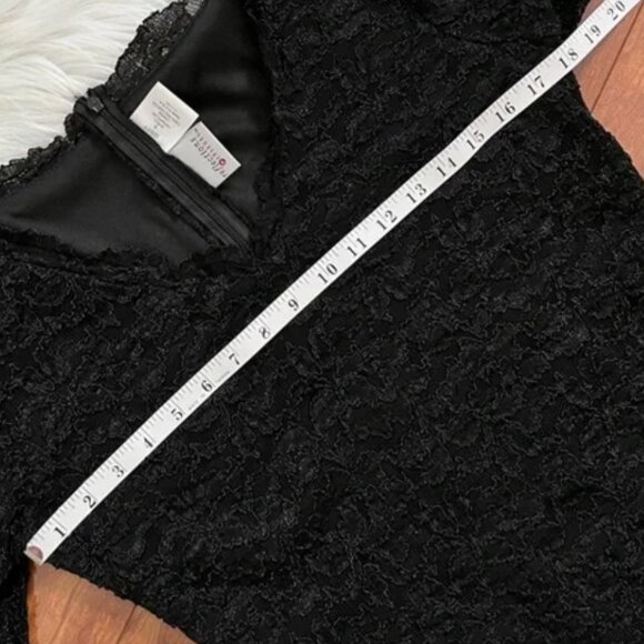 Reflections by Spiegel Black Long Sleeve V-Neck Lace Dress - Picture 4 of 12